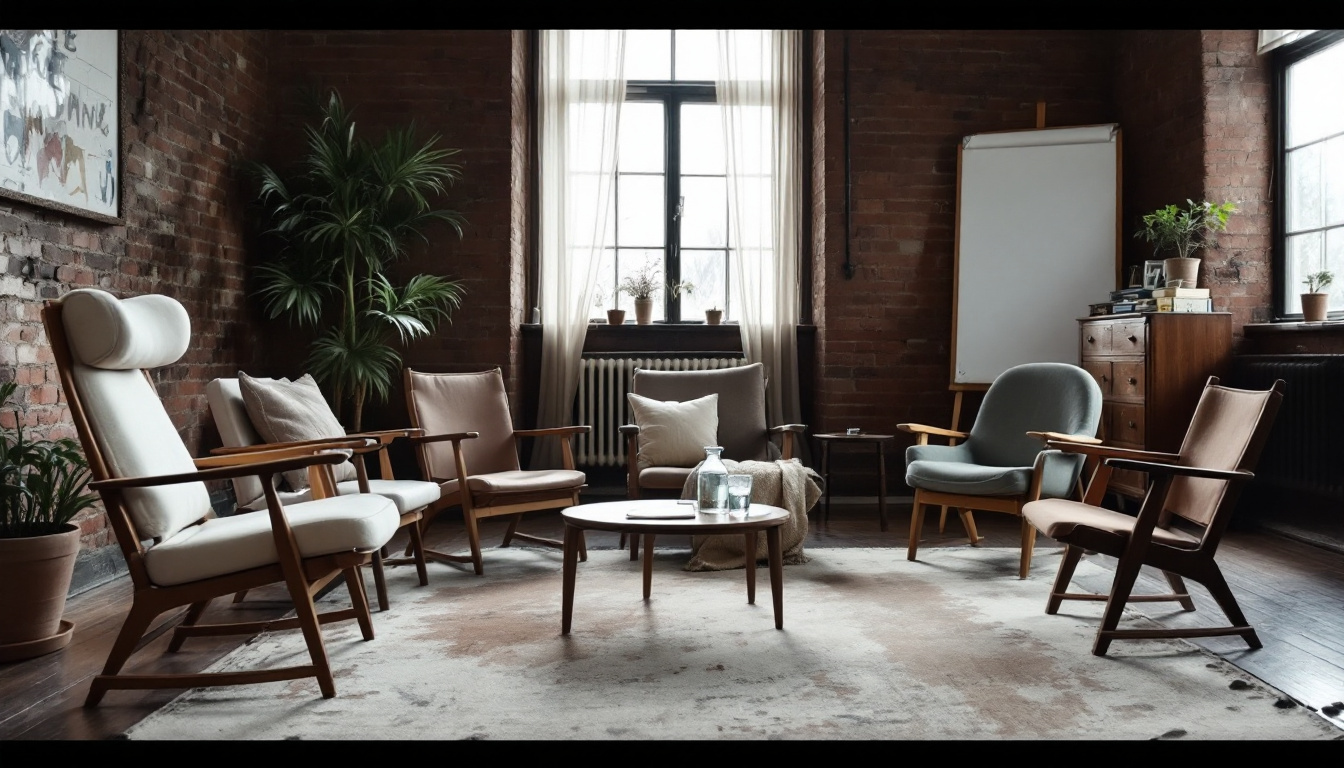 Chairs arranged in a circle for a small group session